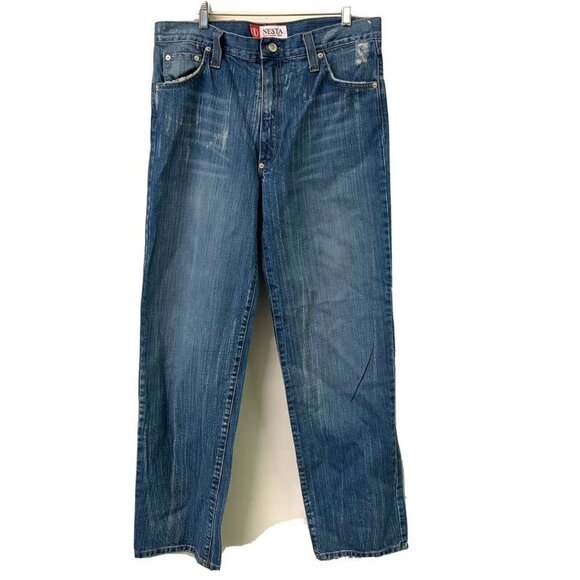 Nesta Other - Nesta Mens Blue Straight Jeans Denim Pants